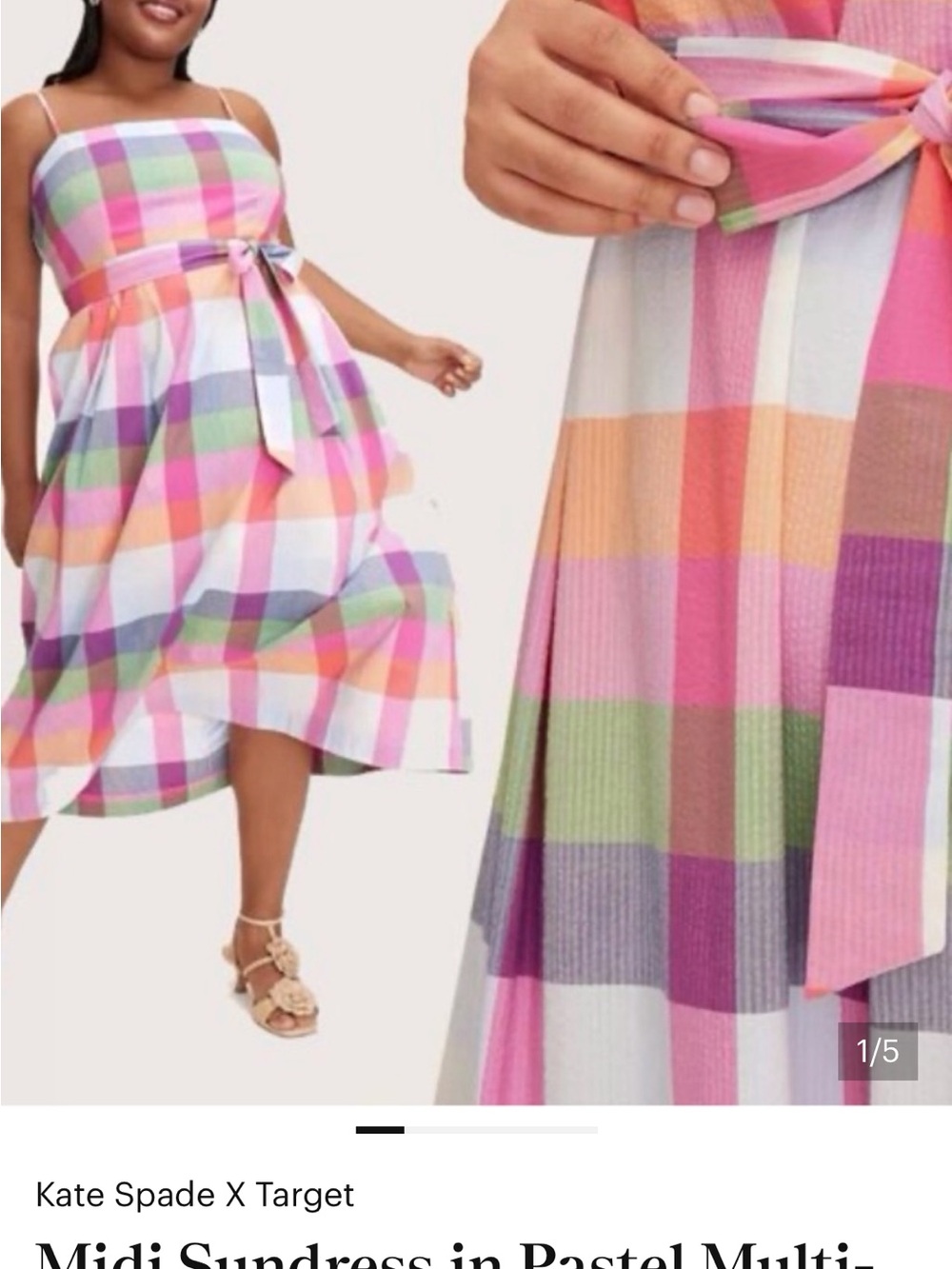 kate spade New York Multicolor Gingham Midi Dress